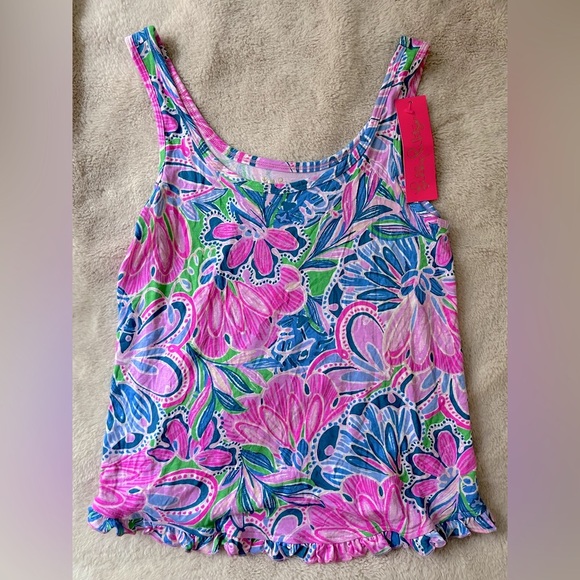 NWT Lilly Pulitzer Ruffle Pajama Tank Top Size S - Picture 5 of 10